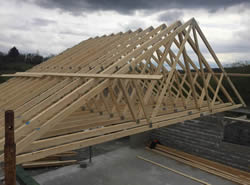 Trusses installed in new roof build project in Leitrim